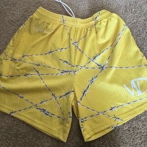 Yellow Barbed Wire Print Shorts